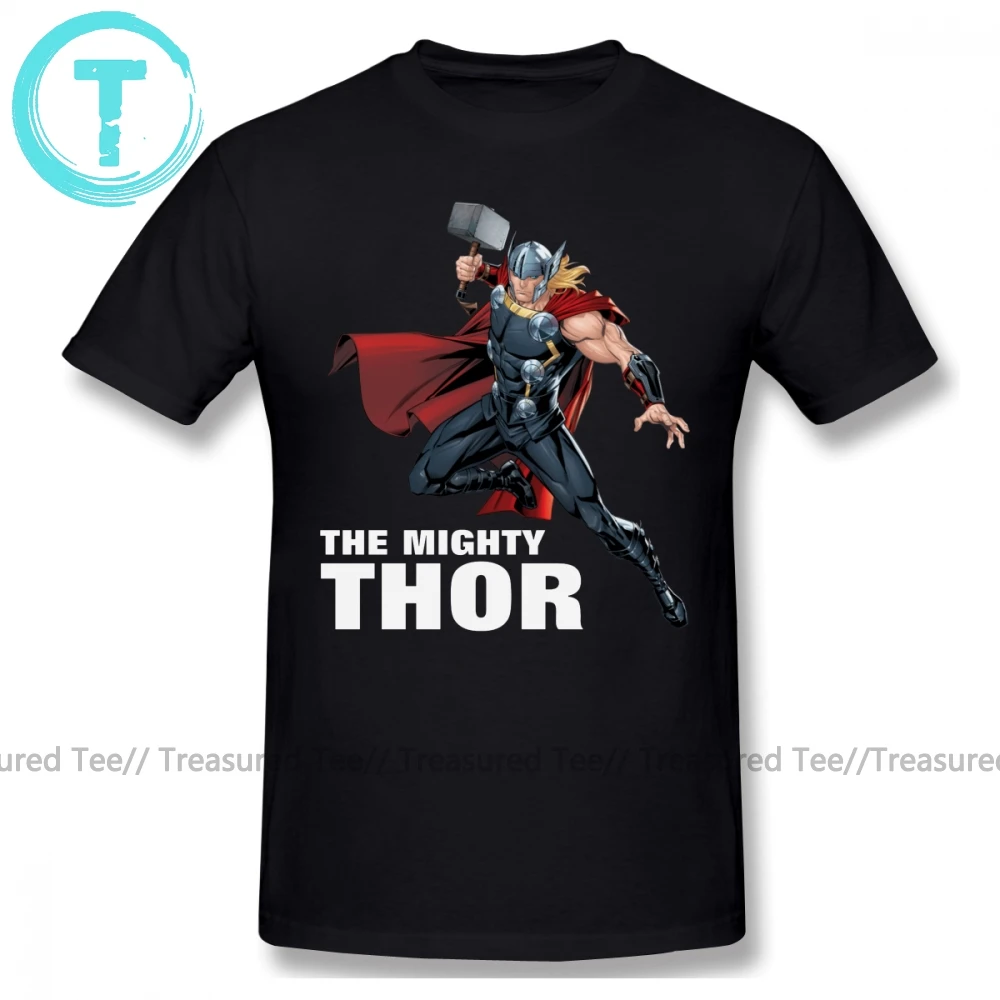 Thor camiseta saltando con Mjolnir algodón para hombre manga corta gran gráfico linda playa 2020 | Мужская одежда