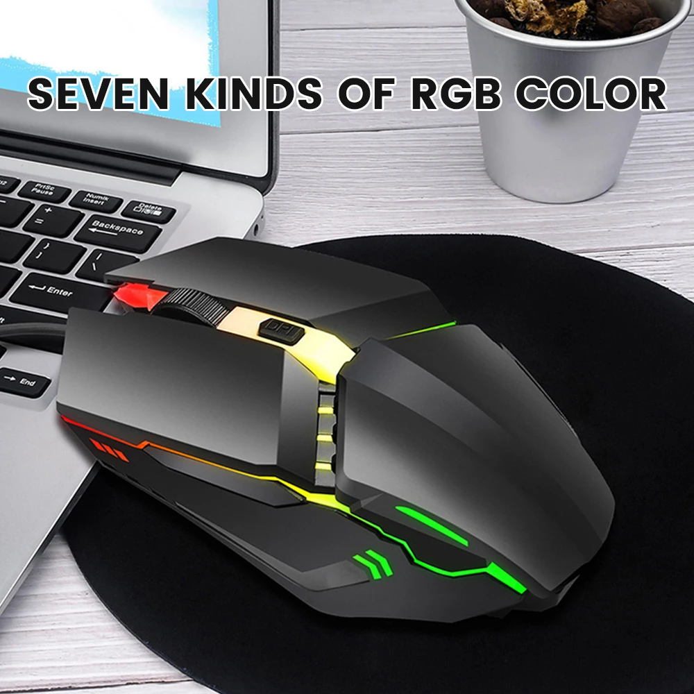 

Willkey Wired Gaming Mouse with 7 Bright Colors LED 1600 DPI USB Computer Mouse 4D Ergonomic Design Gamer Mice For PC Laptop