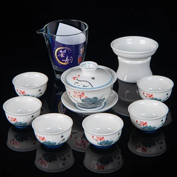 

Mutton fat jade porcelain tea sets of high-grade ceramic kung fu tea set with gift box