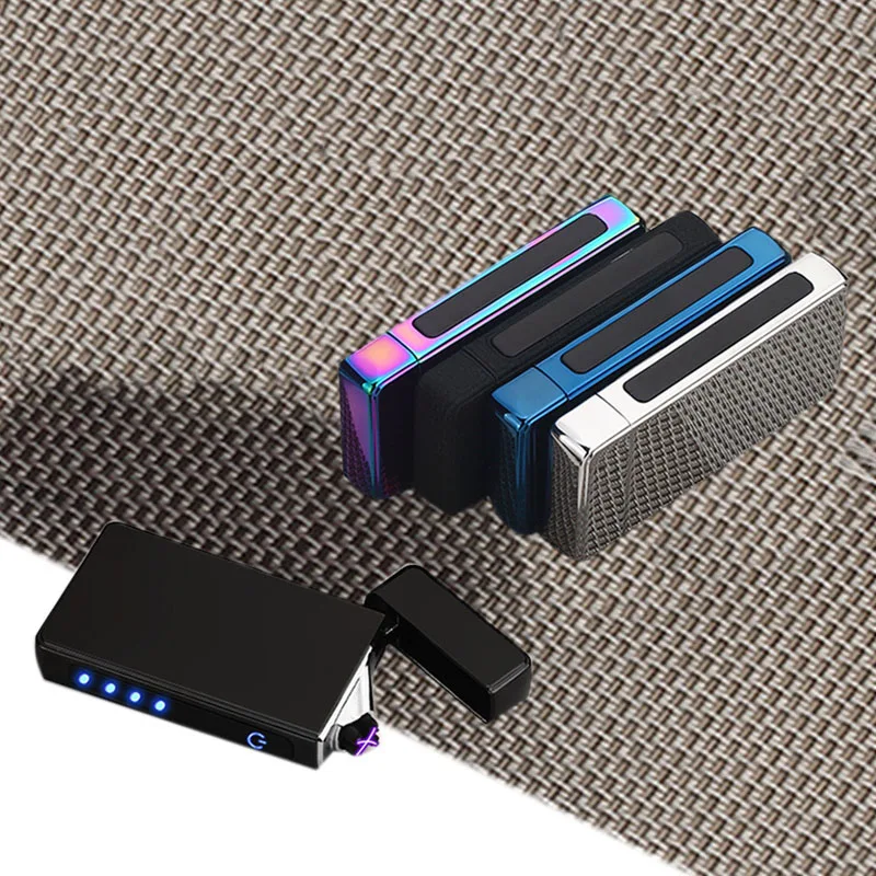 Ветрозащитный Электронный Usb зарядка сигарет смарт-пресс экран Зажигалка двойной дуги плазменный импульсный персональный Светодиодный дисплей питания Li