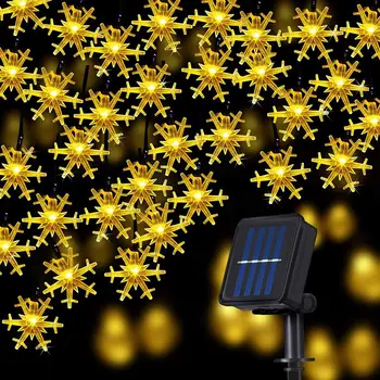 

12M 100LED Snowflake String Lights Led Solar Fairy Light 8 Modes Waterproof String Lights For Home Gardens Holiday Decor Lights