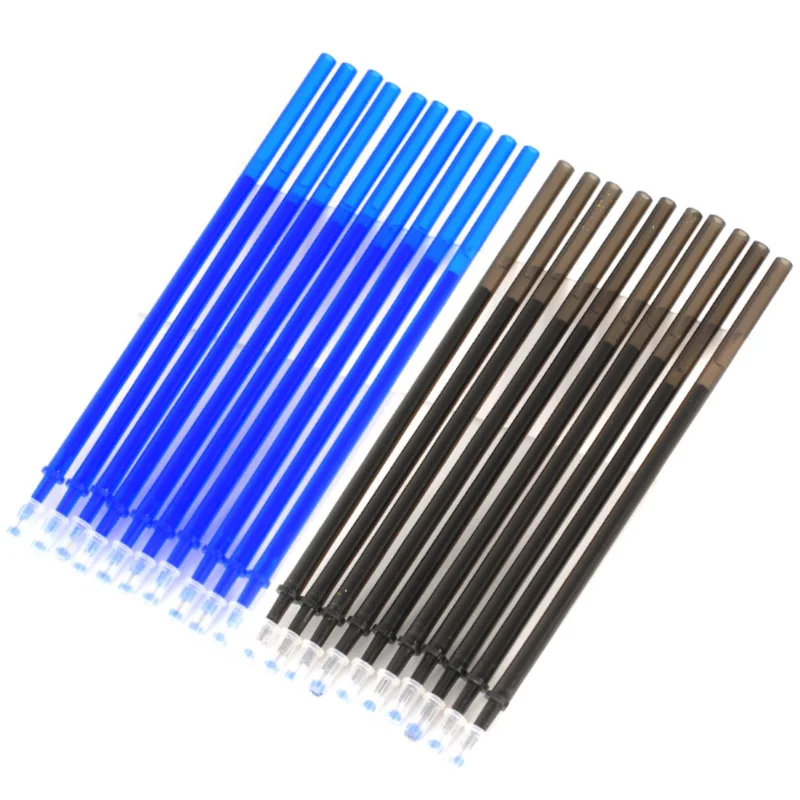 

10 шт./лот набор гелевых ручек 0,5 мм, стираемая ручка, набор стержней с большой емкостью, синие и черные чернила, моющиеся ручки, канцелярские принадлежности для письма