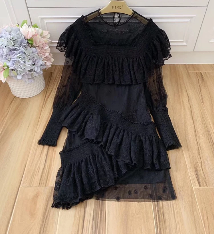 Ziwwshaoyu Подиум Boho Woemn's Mesh Мини платья изысканная вышивка необычное платье для вечеринки