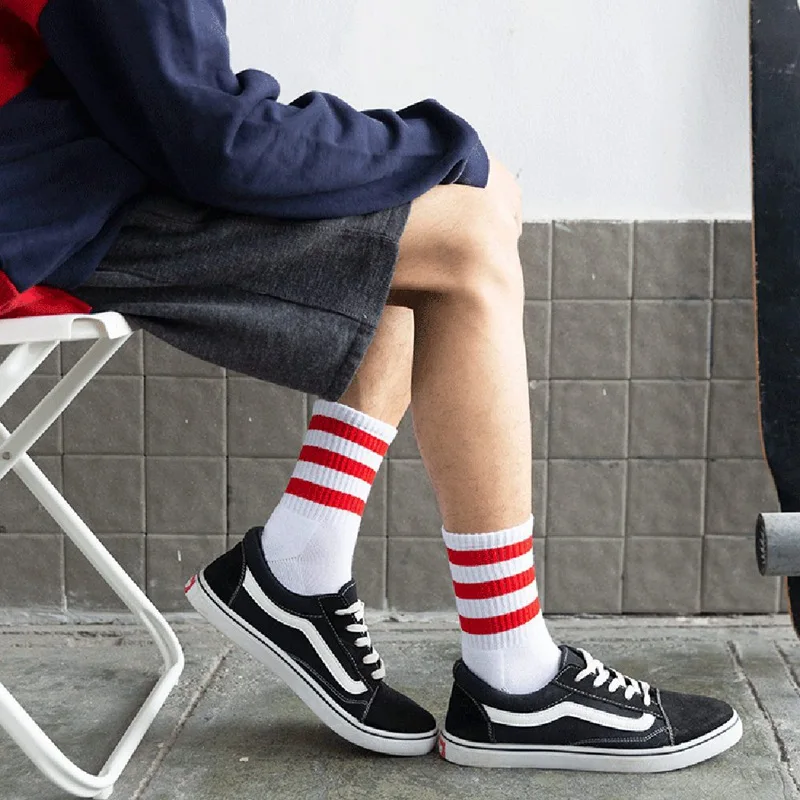 5 пар забавных милых японских школьниц, хлопковые свободные полосатые носки, разноцветные женские носки Harajuku, дизайнерские ретро носки