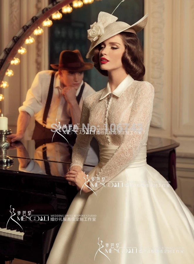 Мусульманское платье vestido de noiva, стиль, высокий ворот, кружевное свадебное платье с длинными рукавами, на пуговицах, бальное платье, атласное платье для матери невесты