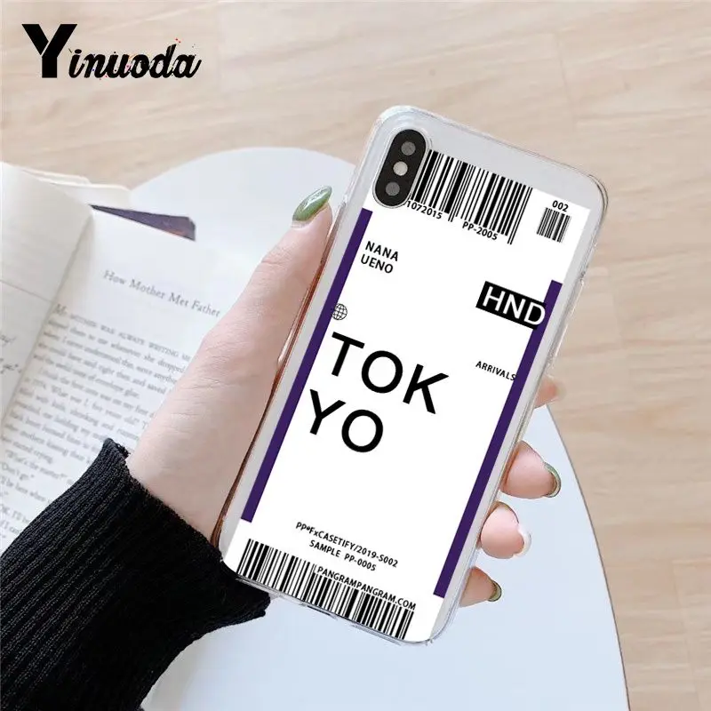 Yinuoda воздушные билетов штрих-код этикетка DIY роскошный высокий-протектор на конце чехол для телефона для iPhone 5 5Sx 6 7 7plus 8 8Plus X XS MAX XR 10