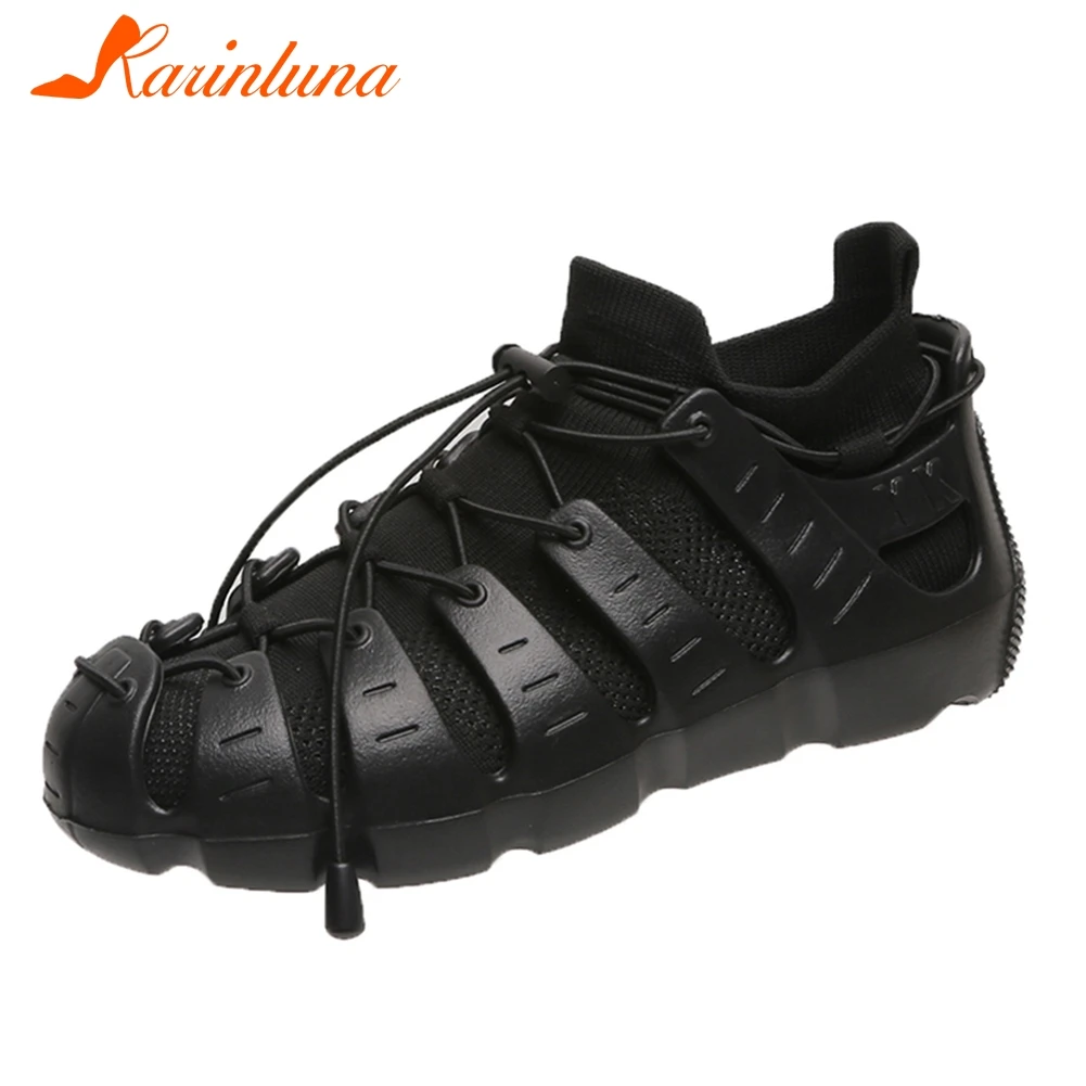

KARINLUNA New Big Size 35-41 Ladies 2020 Spring Summer Flats Fashion Cross Tied Hot Sale Flats Women Solid Lace Up Shoes Woman