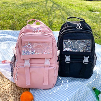 

Casual Women Backpacks School Bags Teenage Girls Female Large Capacity Travel Backpack Black Pink Knapsack Oxford Shoulder Bags