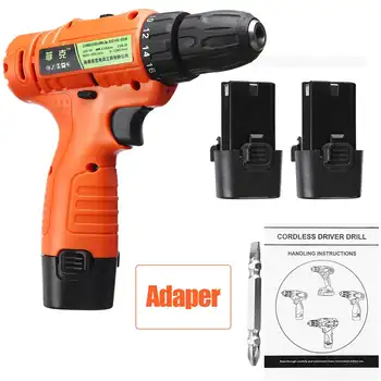

100-240V Electric Drill 12V 2 Battery Cordless Drill Electric Screwdriver Mini Wireless Power Driver Chargeable Grinding Machine