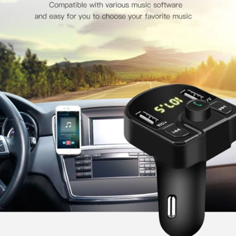 Bluetooth Dual USB Автомобильное зарядное устройство 2 порта USB fm-передатчик телефон MP3 музыкальный плеер ЖК-дисплей частоты и напряжения