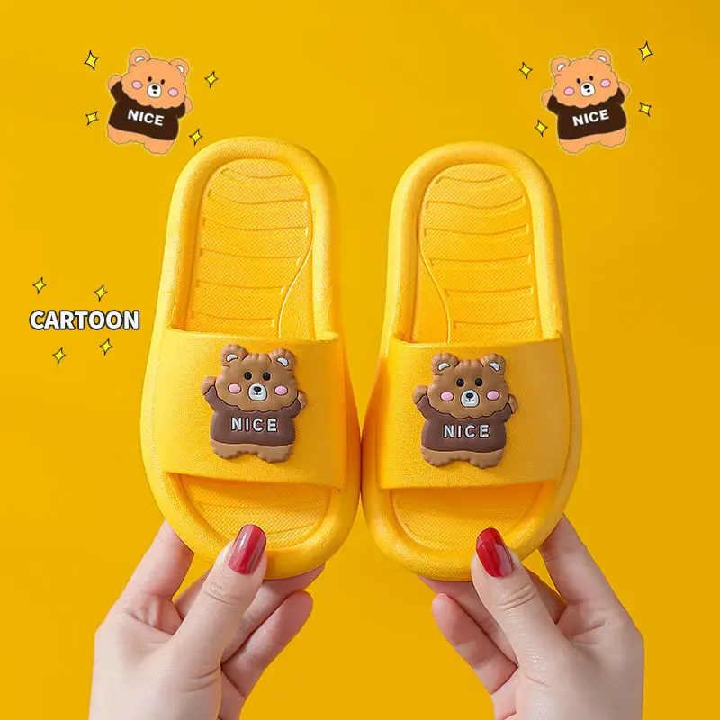 Bear and Rabbit Cartoon Kids Slippers Girl Boy Summer Home Bathroom Shoes Comfort Non-Slip Children Slippers Light Indoor Shoes