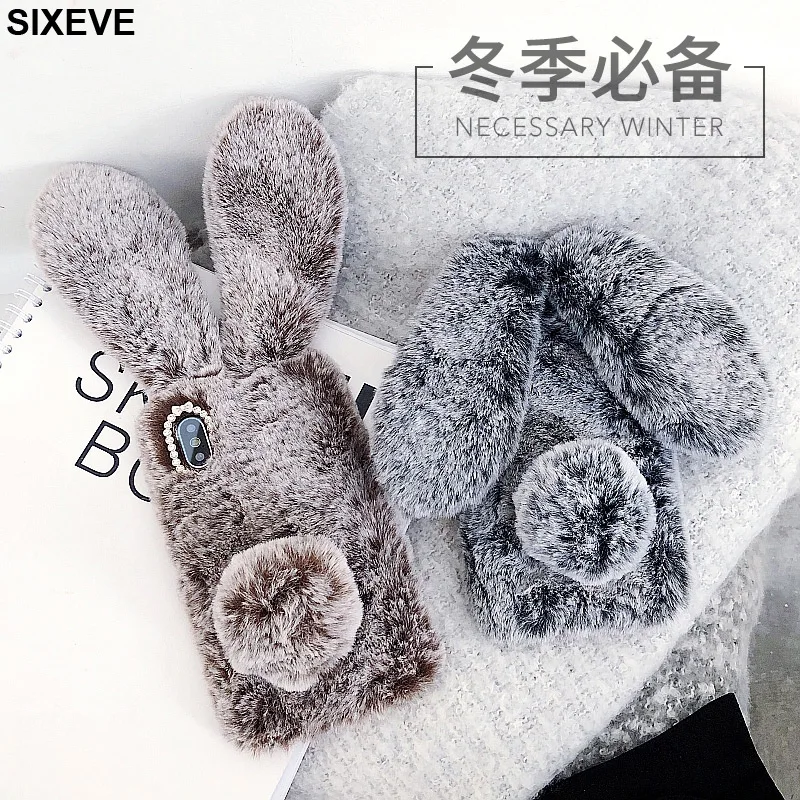 Алмазный 3D уши пушистый теплый чехол для iPhone 6 6S 7 7S iPhone 8 Plus X S XR XS Max 5 5S 5SE 6 6splus 7plus 8plus чехол для сотового телефона