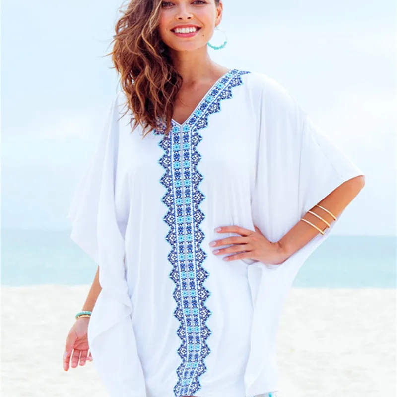 

Beach Bathing Outings Bikini Cover Up Dress For Women 2019 Swim Suit Embroidered Cotton Skirt Animal Polyester Sierra Surfer