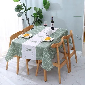 

PEVA PVC Plastic rectangular grid Floral printed Tablecloth Oilcloth Waterproof Oilproof kitchen dining Table colth Cover Mat