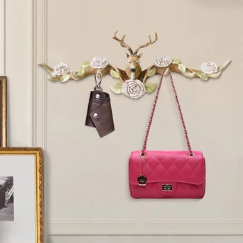 

American deer head hook personality creative wall hanging porch wall decoration hanger living room antler art coat hook