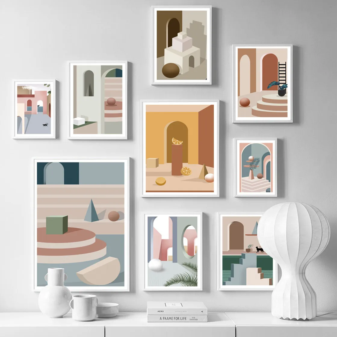 Nordic Minimalism Geometric Wall Art Canvas Poster and Print Door Plant Animal Painting Decorative Picture Home Decor | Дом и сад