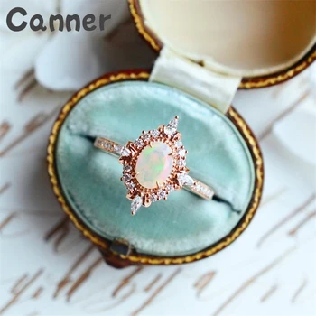 

Trendy Female Oval Opal Rings For Women Cubic Zircon Rings Femme Cute Crystal Rings Wedding Statement Jewelry Gifts Anillos A40