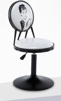 

Bar Chair Lifting Rotary Bar Chair Backrest Household High-footed Stool Front-desk Chair Retro-vintage Bar Stool Simple Fashion