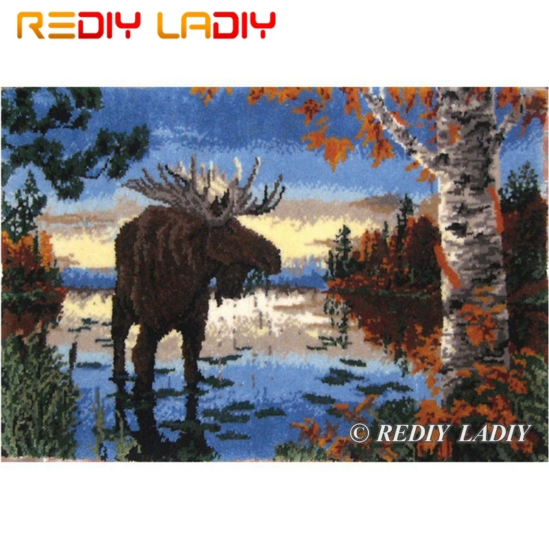 #^Special Price Latch Hook Kit Make Your Own Rug Elk Deer Forest Tapestry Crochet Cushion Mat DIY Carpet Rug Pre-Printed Canvas Hobby & Crafts #^Special Price Latch Hook Kit Make Your Own Rug Elk Deer Forest Tapestry Crochet Cushion Mat DIY Carpet Rug Pre-Printed Canvas Hobby & Crafts