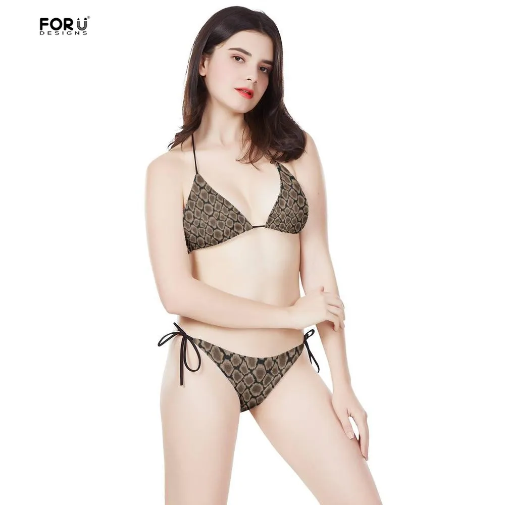 

FORUDESIGNS Snakeskin Python Skin Bikini Women Swimwear Sexy Biquini Swim Suit Push Up Swimsuit Lady Beachwear Swimming Bikini