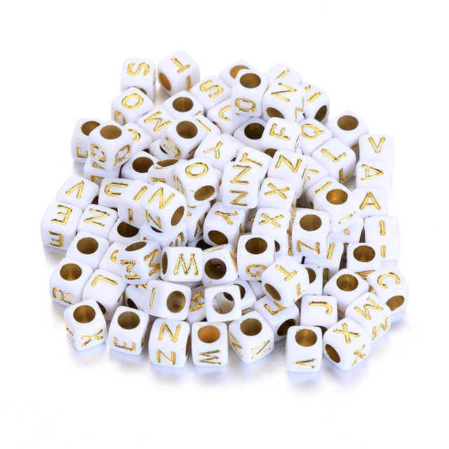 100Pcs Acrylic Cube Beads Mixed Russian Alphabet Letter for DIY Necklace Bracelet Making Child Kids Craft Material Accessories 4