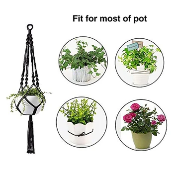 

2 Pieces Plant-Linked Hanging Flowerpot Basket Cotton Rope & 3 Pack Wall Hanging Planter Baskets Holder with Hooks