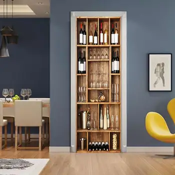 

Waterproof Wallpaper Home Decor Door Sticker 3d Wine Cabinet Picture Self Adhesive for Living Room Canvas Print Art Paste Poster