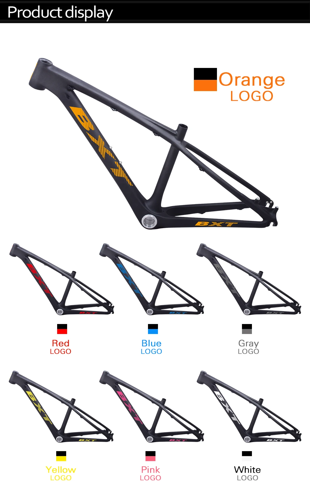 Flash Deal 2019 BXT 26er MTB frame 16/14inch 3K matte/glossy ultra light children bicycle frame 26 carbon kids frame + headset+clamp+BB92 20