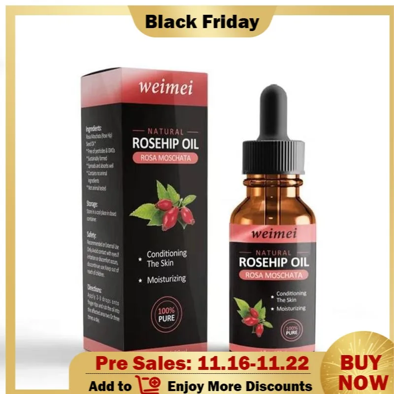 

30ml Organic Rosehip Seed Oil Essential Oil Moisturizing Brighten Care Essence Anti-Dry Anti-Aging Face Care Skin Color