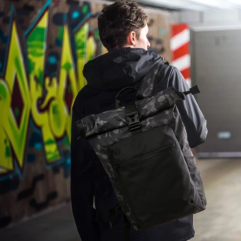 FGGS-Противоугонный водонепроницаемый Камуфляжный принт, мужские рюкзаки с пряжкой для ноутбука, женский рюкзак школьный рюкзак для