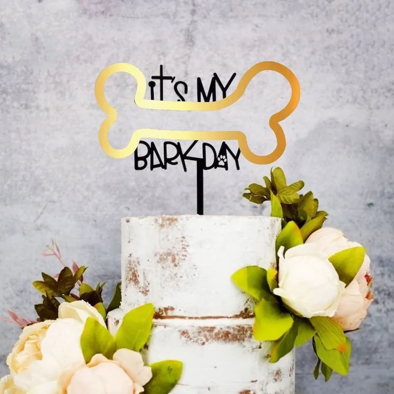 2021 акриловый Топпер для торта на день рождения с собакой It's My Barkday отпечаток