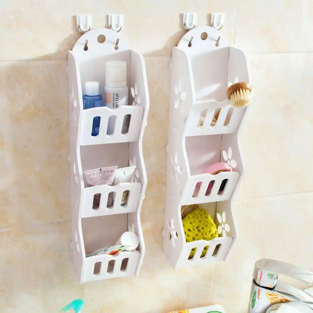 Wood Bathroom Shelf Hanging Storage Rack Creative Shower Caddy Cosmetic Shampoo Holder Soap Dish Bathroom Organizer With 2hooks Storage Shelves Racks Aliexpress