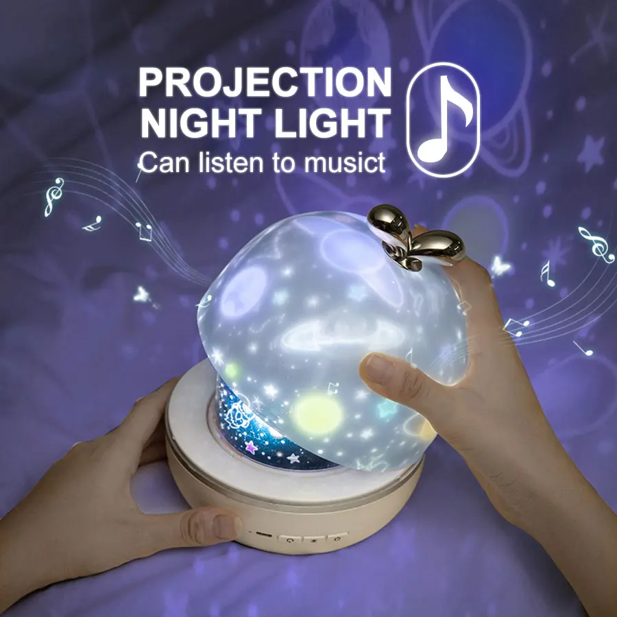 Heyzen 360 Rotation Starry Sky Night Light Projector,Remote Control Night Projector with Music Box And 6 Projection Films,LED Night Light USB Charging Projection Lamp