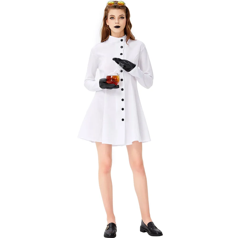 

Adult White Lab Coat Women man Doctors Scientist Nurse Uniform Dress Costume Medical Clothing Halloween cosplay costume