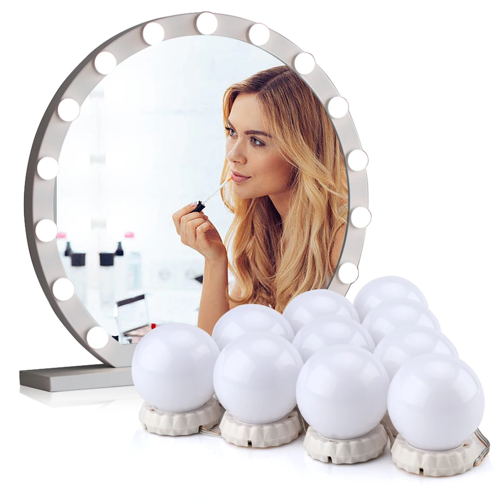 5v Led Makeup Mirror Lights Hollywood Style Dimmable Bulbs Kit Wall