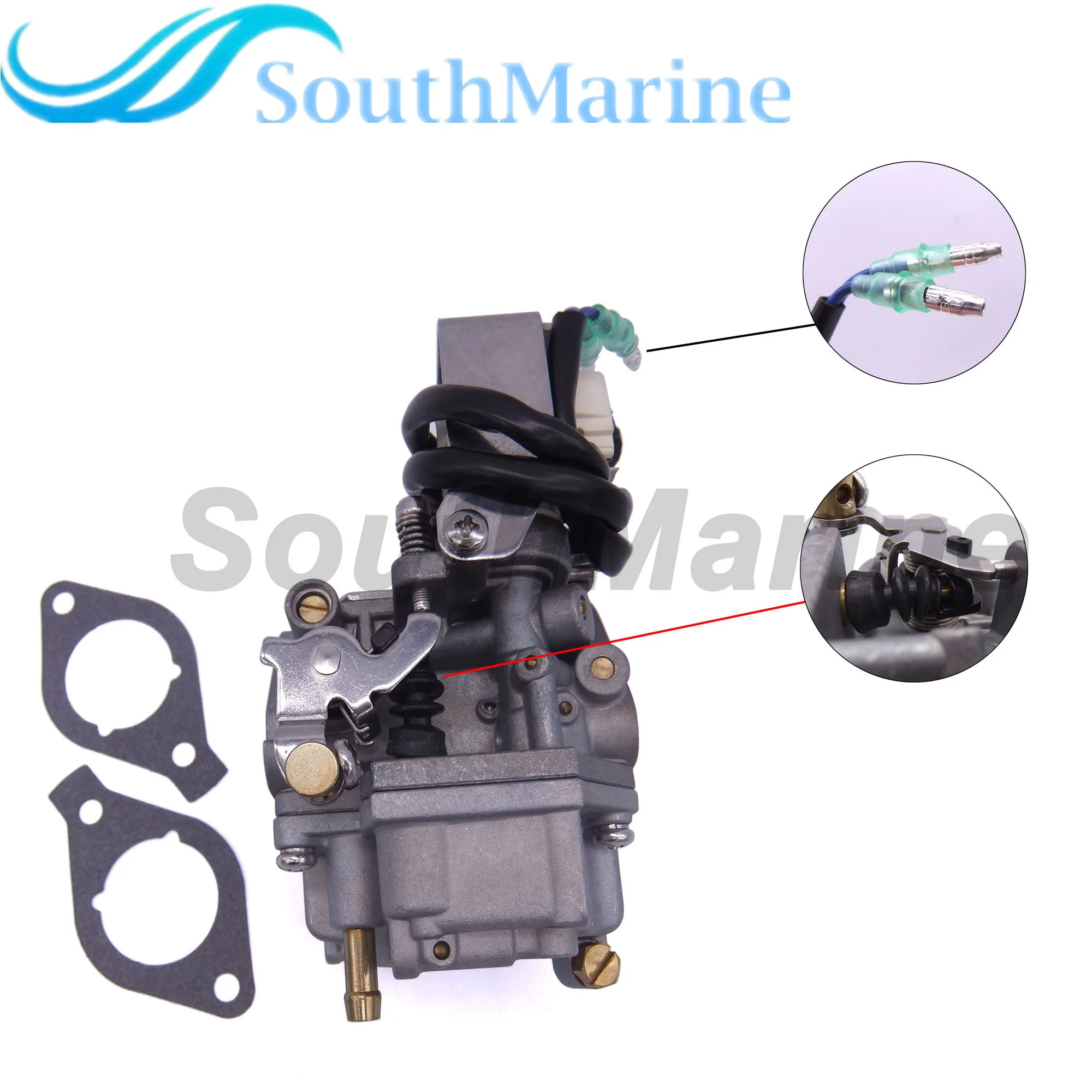 Boat Engine 6AH-14301-00 6AH-14301-01 Carburetor Assy and 6AH-13646-00 Gaskets (2 pcs) for Yamaha 4-stroke F20 Outboard Motor