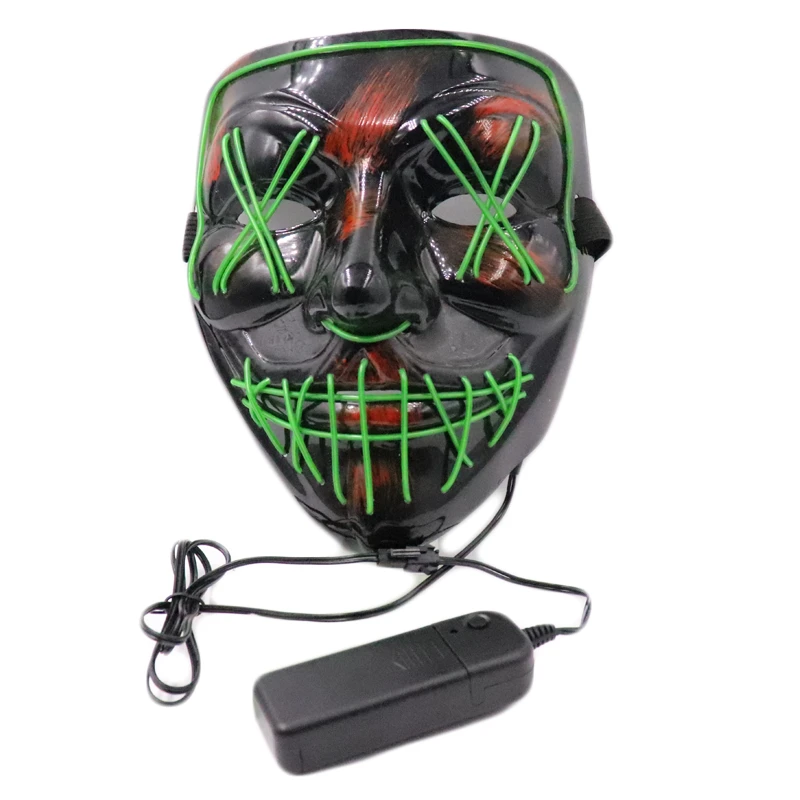 Хэллоуин СВЕТОДИОДНЫЙ маска со шрамом светящаяся EL Wire светящаяся маска весь день Святого диджея костюм вечерние костюмы для ночного клуба маски Светящиеся в темноте