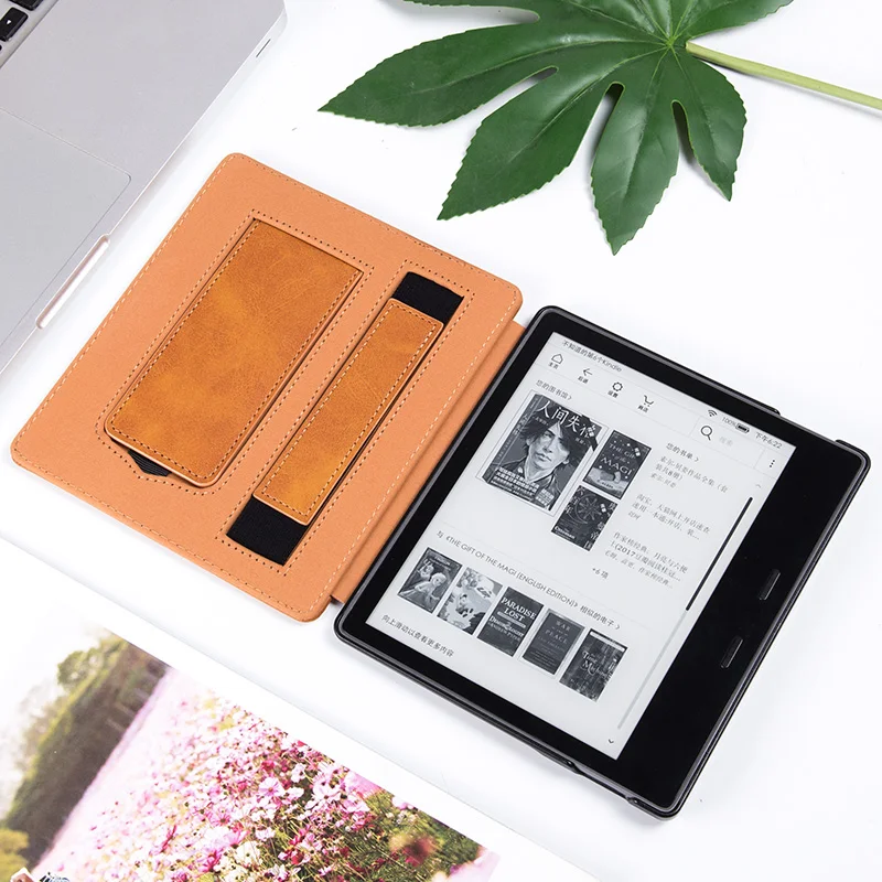 Чехол-подставка для Kindle Oasis 2(9th Generation, Release Only)-Премиум чехол из искусственной кожи с ремешком на руку и функцией автоматического сна/пробуждения