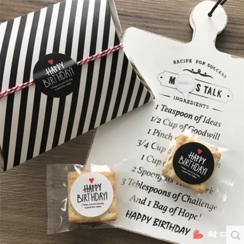 Черно-белая наклейка из крафт-бумаги серии HAPPY BIRTHDAY для детей наклейки на ярлыки 80