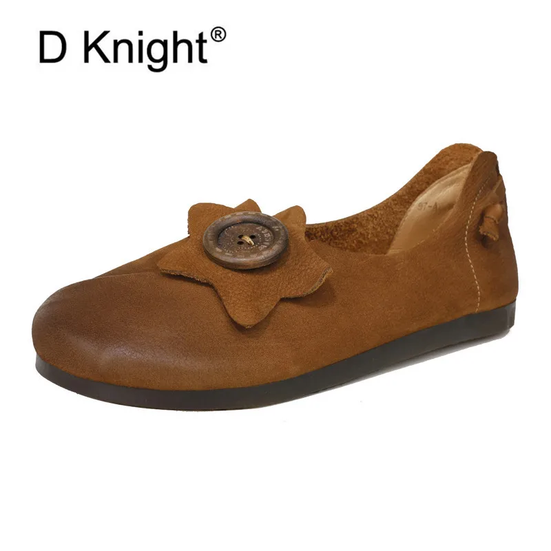

2020 Spring Summer New Women Flat Shoes Handmade Genuine Leather Women's Loafers Slip On Shallow Mouth Casual Ladies Shoes Flats