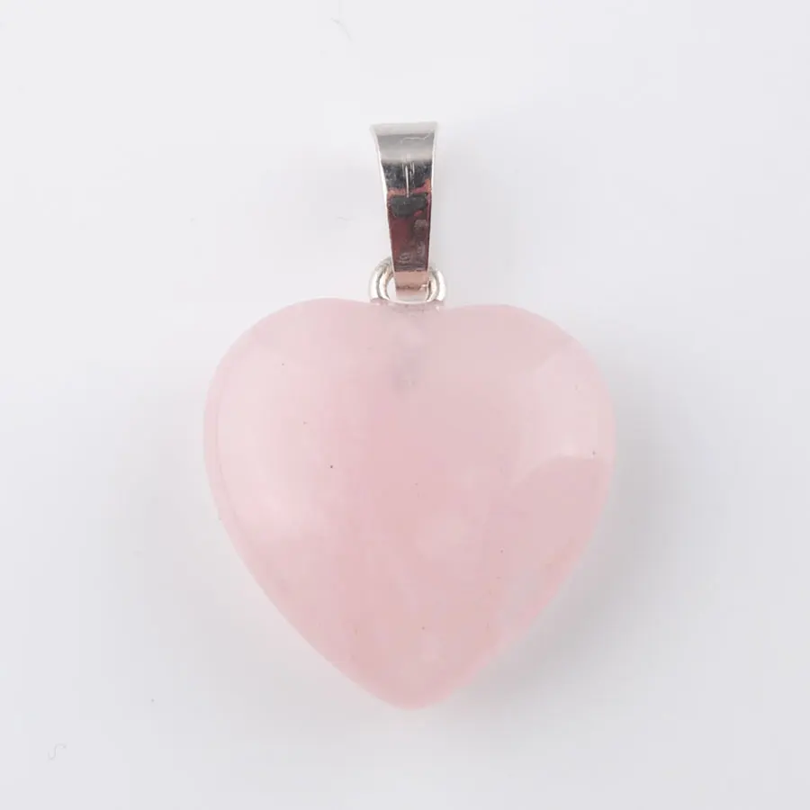 Rose Quartz Pendant Натуральный тигровый глаз Агаты драгоценные камни, бусины сердце посеребренные Рейки чакра кулон ожерелье 18 дюймов WOJIAER PBN345 - Окраска металла: Rose Quartz Pendant