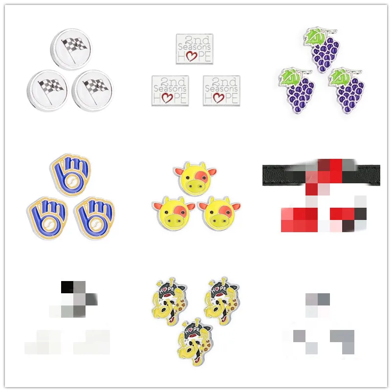 Baseball Glove Grape Flag Ox Hope Dragon Slide Charms Drop Oil Slider For 8mm Bracelet Wristband DIY Jewelry Making | Украшения и