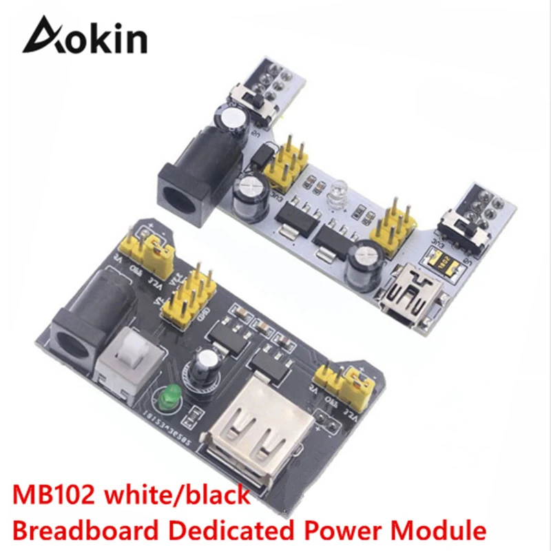 Макетная плата Aokin MB102 без пайки модуль питания для Arduino 3 В 5 в белая/черная