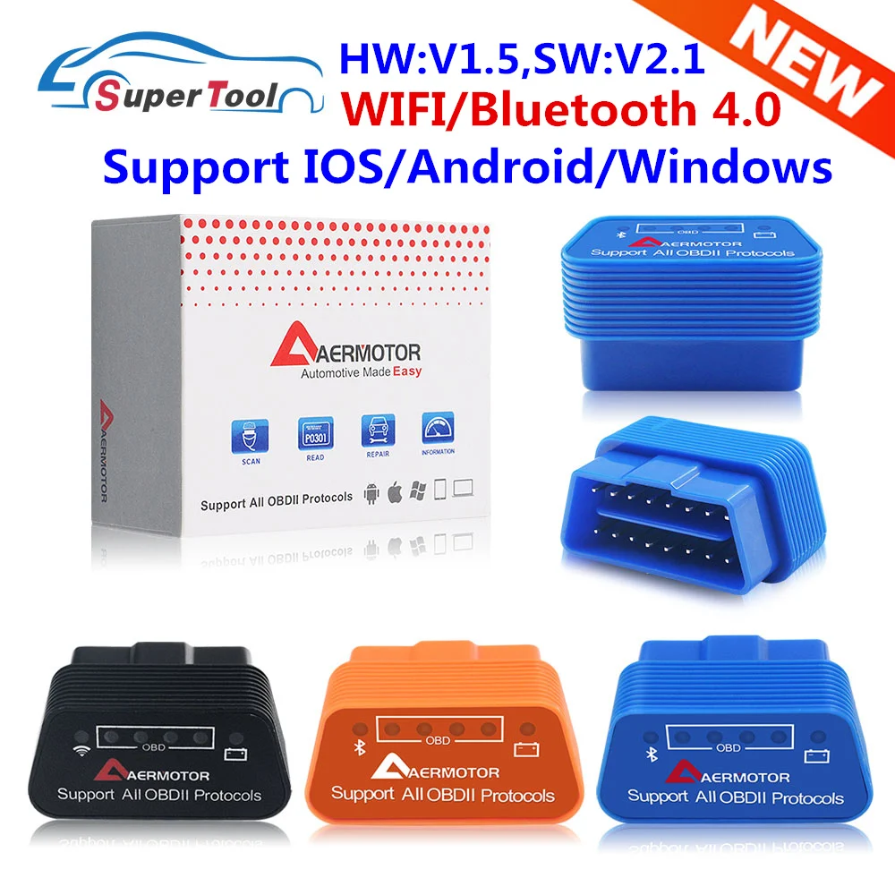 OBD2 ELM327 V1.5 wifi ELM327 V1.5 Bluetooth 3,0/4,0 автоматический сканер ELM 327 V1.5/1,5 Wi-Fi/Bluetooth 4,0 Поддержка Android/IOS/PC