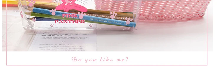 Kawaii Pink Panther Transparent Pencil Bags Clear Pen Case Cute Pencil Box Pencil Cases For Kids Gift Stationery School Supplies