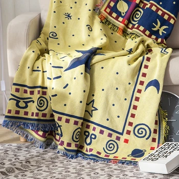 

Israel Style Blanket Non-Slip Cloth Cushion Outdoor Picnic Mat Ethnic Retro Throw Sofa Cover Bohemian Geometric Totem Blankets