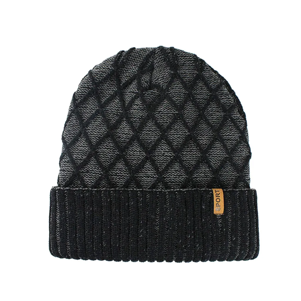 

houndstooth Men winter hat for women Winter beanie Trendy Warm Oversized Chunky Baggy Stretchy Slouchy Skully Hat erkek bere