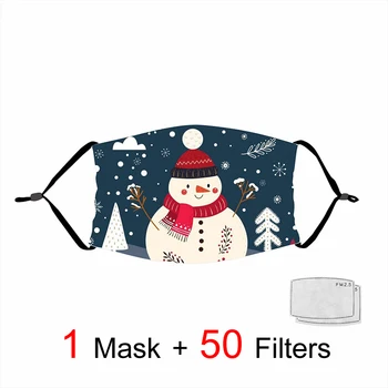 

Christmas Tree Santa Claus Masks Fox Snowman Festival Masks Pattern Adult And Kids Cute Face Masks Reusable Dust-proof Masks