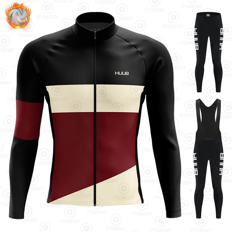 2021 HUUB Спортивная команда зимние теплые флисовые велосипедные комплекты Джерси