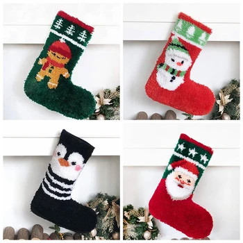 

Christmas Stocking Embroidery Carpet Mat Latch Hook Rug Kits Foamiran For Needlework DIY Christmas decoration ковровая вышивка
